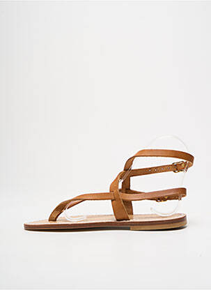 Tongs matière lisse talon plat jusqu'à 3cm marron SANDALIA CYCLADES femme