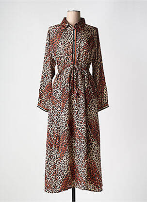 Robe longue manches longues manches longues marron AN' GE femme