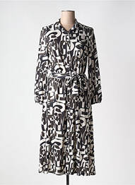 Robe mi-longue imprimé fantaisie manches longues noir EGO femme