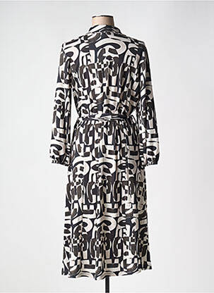 Robe mi-longue imprimé fantaisie manches longues noir EGO femme