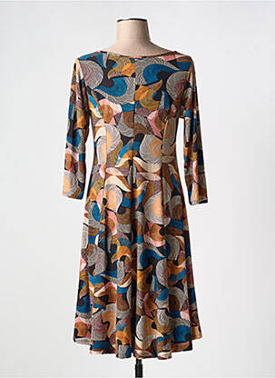 Robe mi-longue manches 3/4 manches 3/4 marron JOY'S PARIS femme