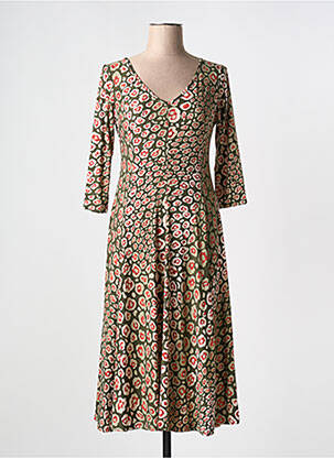 Robe mi-longue manches 3/4 manches 3/4 vert JOY'S PARIS femme