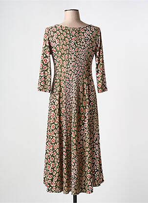 Robe mi-longue manches 3/4 manches 3/4 vert JOY'S PARIS femme