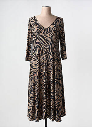 Robe mi-longue manches 3/4 manches 3/4 gris JOY'S PARIS femme
