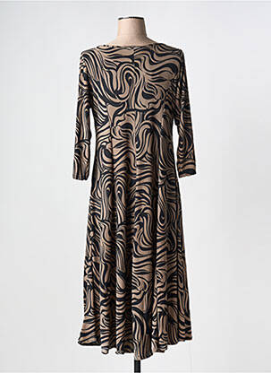 Robe mi-longue manches 3/4 manches 3/4 gris JOY'S PARIS femme