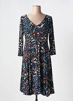 Robe mi-longue manches 3/4 manches 3/4 bleu JOY'S PARIS femme