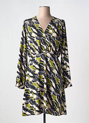 Robe courte manches longues manches longues vert AN' GE femme