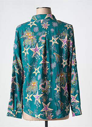 Chemisier tissage crêpe manches longues vert SARAH JOHN femme