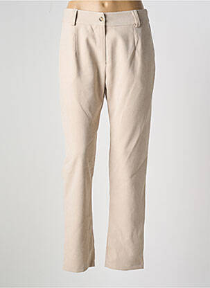 Pantalon droit taille à pinces taille haute beige HALOGENE femme