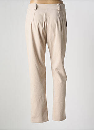 Pantalon droit taille à pinces taille haute beige HALOGENE femme