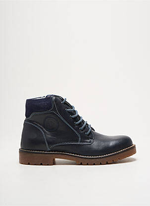 Bottines/boots tissage satiné talon bas bleu GARVALIN garçon