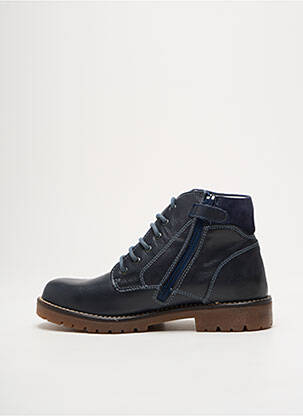 Bottines/boots tissage satiné talon bas bleu GARVALIN garçon