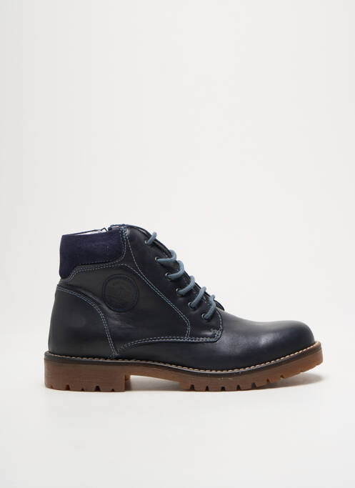 Bottines/boots tissage satiné talon bas bleu GARVALIN garcon