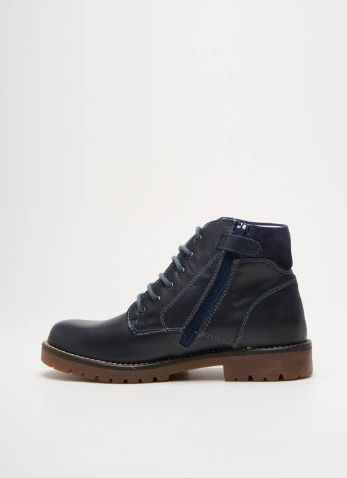Bottines/boots tissage satiné talon bas bleu GARVALIN garcon