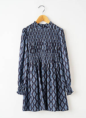 Robe mi-longue doublure manches longues bleu MAYORAL fille