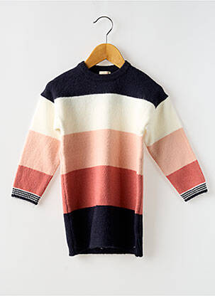 Robe pull maille tricot manches longues rose ELLE EST OU LA MER fille