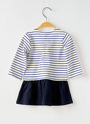 Robe mi-longue fermeture pressionnée manches longues bleu ELLE EST OU LA MER fille
