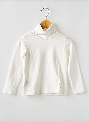 Pull col roulé coupe cintrée manches longues blanc MAYORAL fille