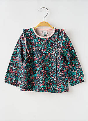 Blouse fermeture pressionnée manches longues bleu ELLE EST OU LA MER fille