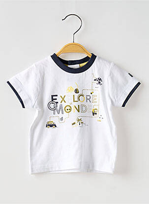 T-shirt fermeture pressionnée manches courtes blanc ELLE EST OU LA MER garcon