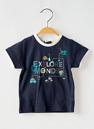 T-shirt fermeture pressionnée manches courtes bleu ELLE EST OU LA MER garçon
