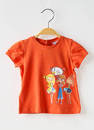 T-shirt coupe cintrée manches courtes orange MAYORAL fille