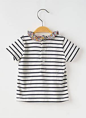T-shirt col claudine manches courtes bleu ELLE EST OU LA MER fille
