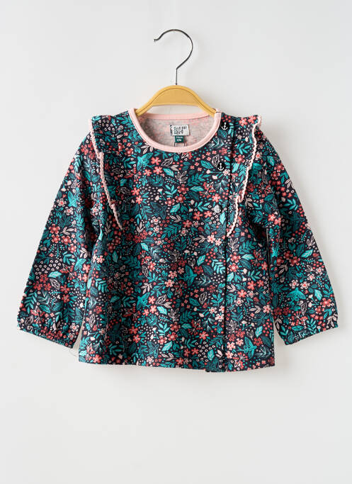 Blouse tissage popeline manches longues bleu ELLE EST OU LA MER fille