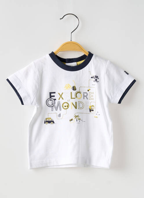 T-shirt fermeture pressionnée manches courtes blanc ELLE EST OU LA MER garcon