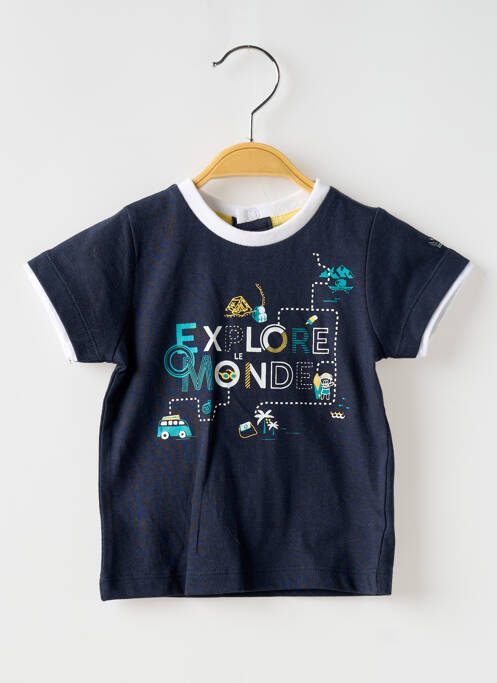 T-shirt fermeture pressionnée manches courtes bleu ELLE EST OU LA MER garcon