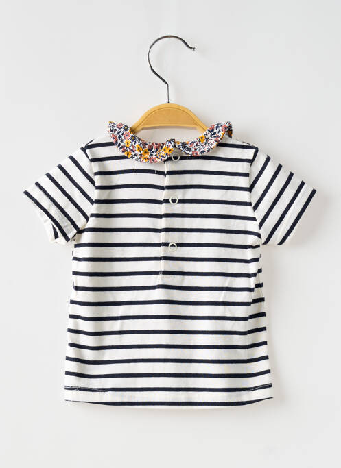 T-shirt col claudine manches courtes bleu ELLE EST OU LA MER fille