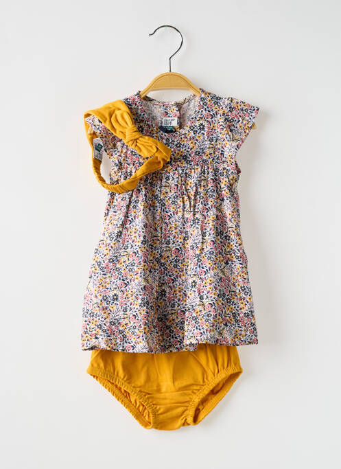 Ensemble short fermeture pressionnée jaune ELLE EST OU LA MER fille