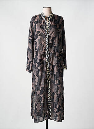 Robe longue manches longues manches longues gris AHIMARIA femme