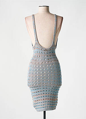 Robe mi-longue col v fines bretelles bleu PHO FIRENZE femme