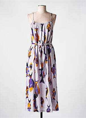Robe longue imprimé fantaisie fines bretelles violet NICE THINGS femme