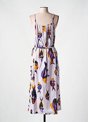 Robe longue imprimé fantaisie fines bretelles violet NICE THINGS femme
