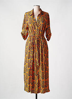 Robe longue coupe fluide manches 3/4 orange JUSTMINE femme