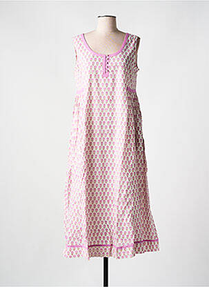 Robe mi-longue imprimé fleurs sans manche violet ZEN ETHIC femme