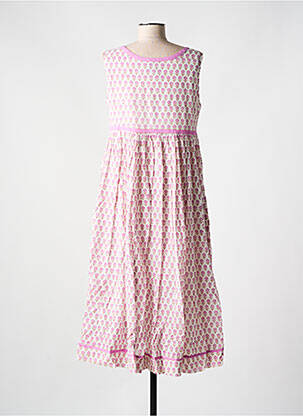 Robe mi-longue imprimé fleurs sans manche violet ZEN ETHIC femme