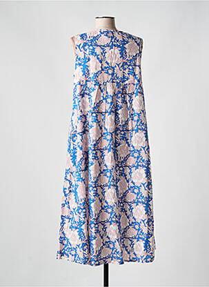 Robe mi-longue imprimé fleurs sans manche bleu ZEN ETHIC femme