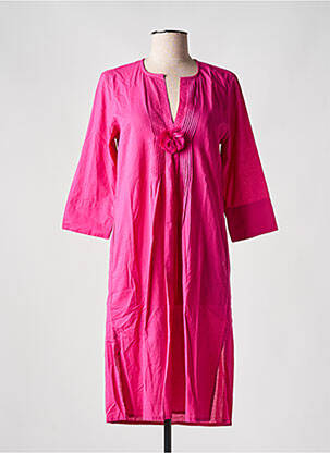 Robe mi-longue manches courtes manches courtes rose ZEN ETHIC femme
