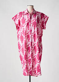 Robe mi-longue imprimé fantaisie manches courtes rose ZEN ETHIC femme