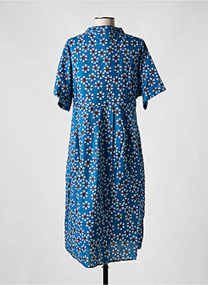 Robe mi-longue imprimé fleurs manches courtes bleu ZEN ETHIC femme