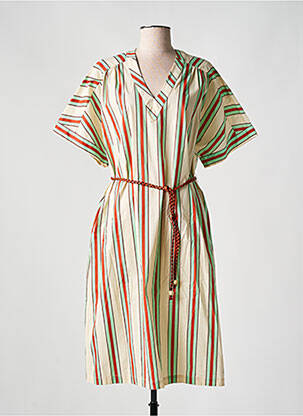 Robe mi-longue manches courtes manches courtes beige NIU femme
