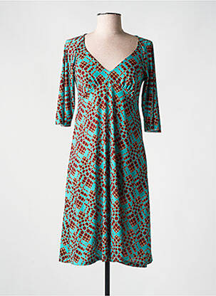 Robe mi-longue manches 3/4 manches 3/4 vert JUSTMINE femme