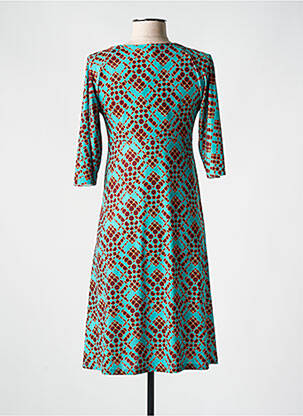 Robe mi-longue manches 3/4 manches 3/4 vert JUSTMINE femme