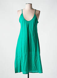 Robe mi-longue col v fines bretelles vert ZEN ETHIC femme