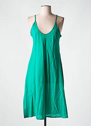 Robe mi-longue col v fines bretelles vert ZEN ETHIC femme