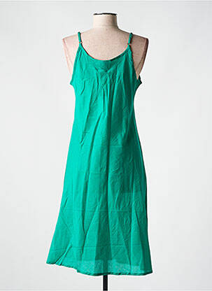 Robe mi-longue col v fines bretelles vert ZEN ETHIC femme
