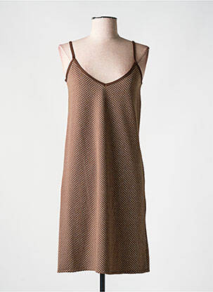 Robe de plage fines bretelles marron GENIUS femme